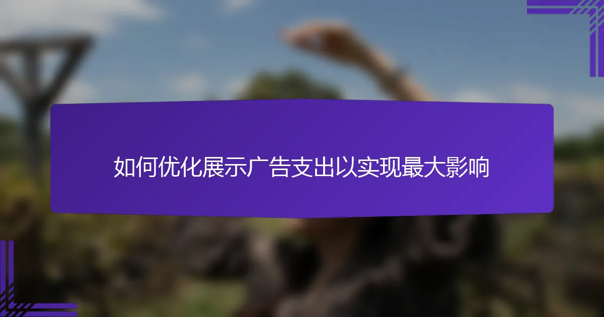 如何优化展示广告支出以实现最大影响